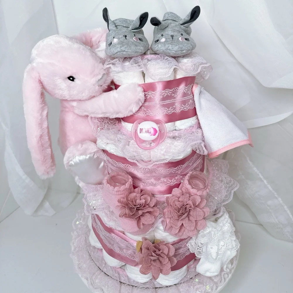 Bunny Diaper Cake, Easter Baby Shower Gift